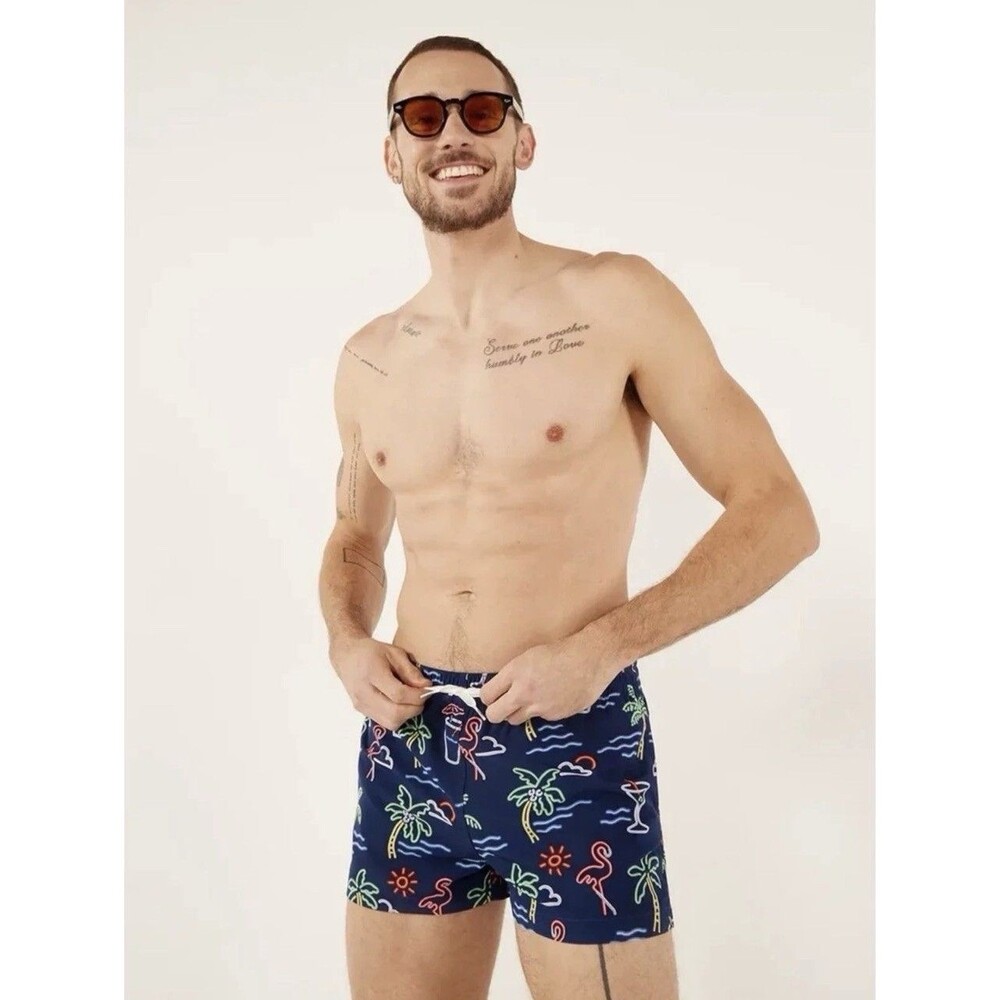Chubbies The Neon Lights Swim Trunks w/ Liner Shortie 4” Medium